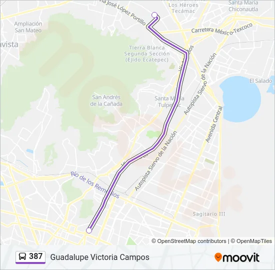 387 Bus Line Map