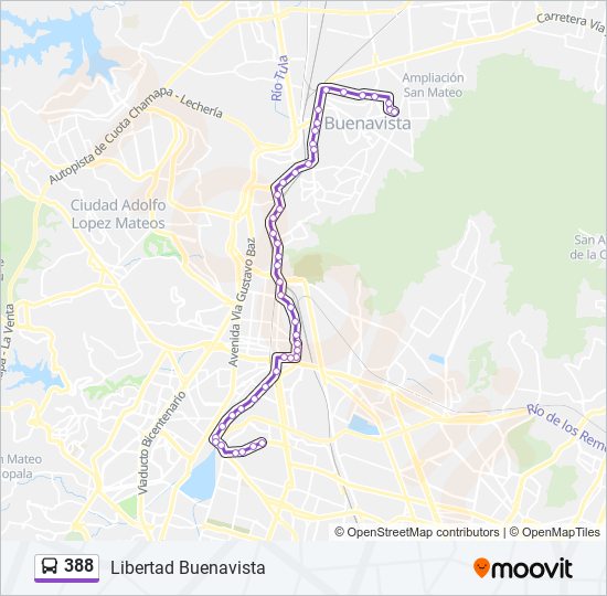 Mapa de 388 de autobús