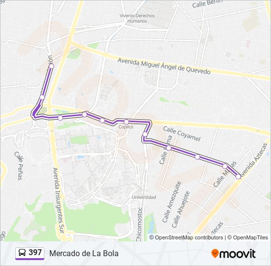 Mapa de 397 de autobús