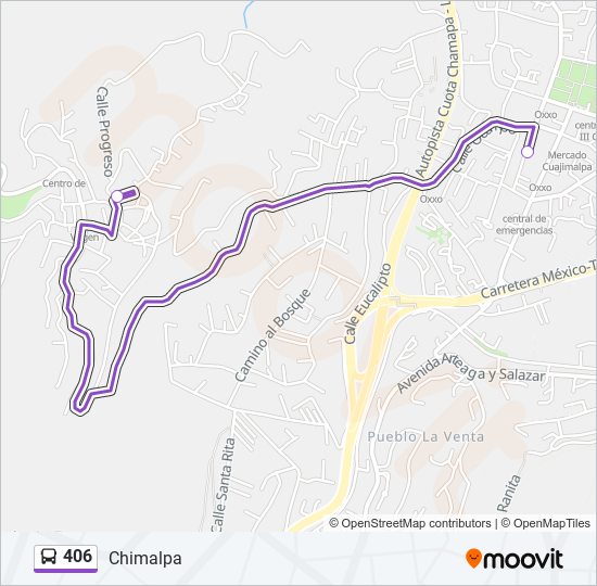 Mapa de 406 de autobús