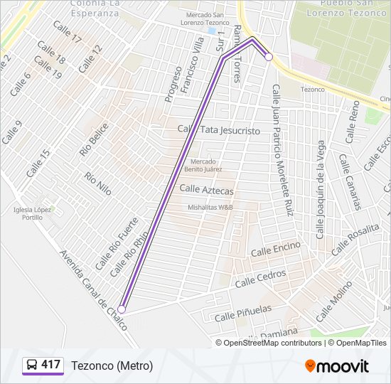 Mapa de 417 de autobús