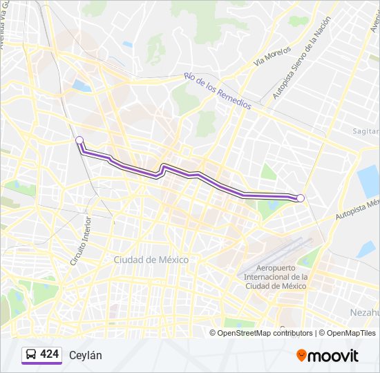 424 bus Line Map