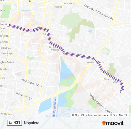431 Bus Line Map