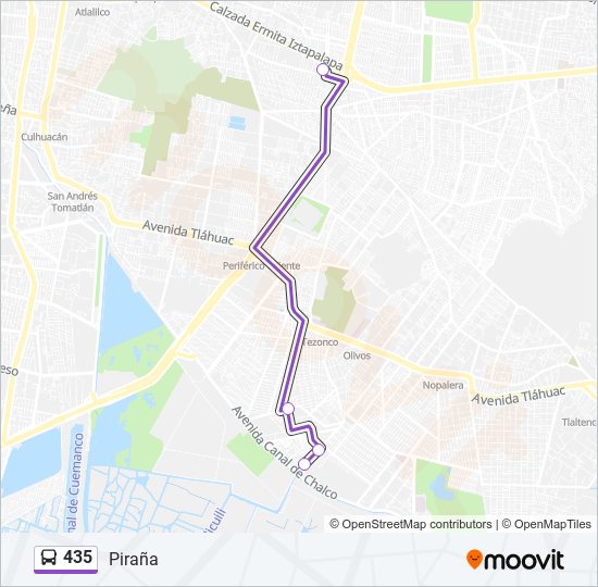 Mapa de 435 de autobús