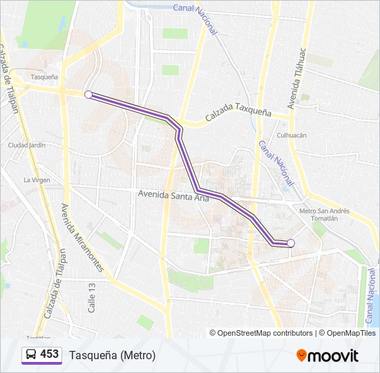 453 bus Line Map