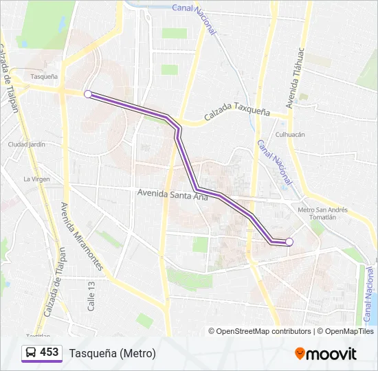 453 Bus Line Map
