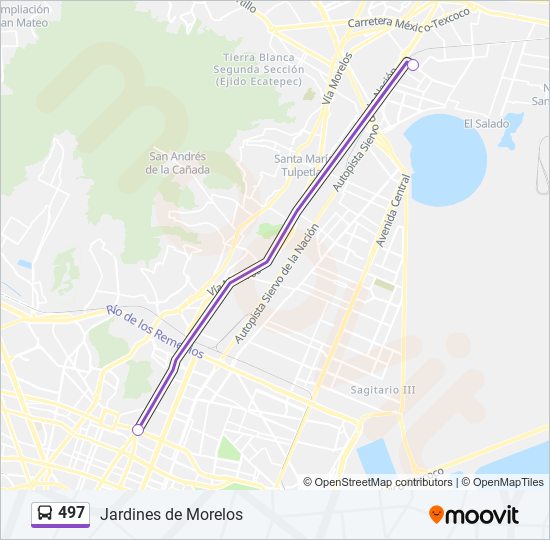 Mapa de 497 de autobús