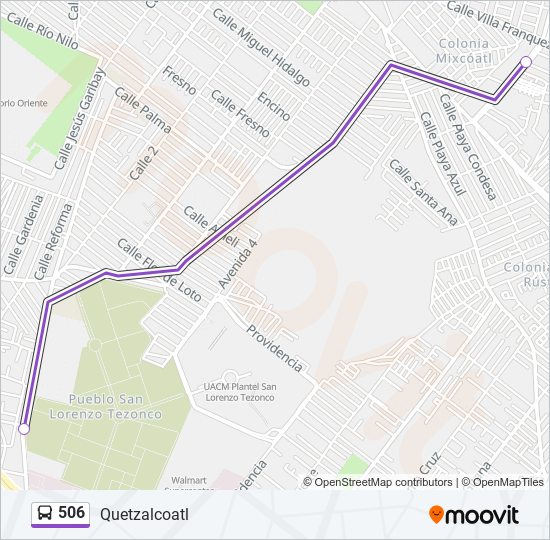 Mapa de 506 de autobús