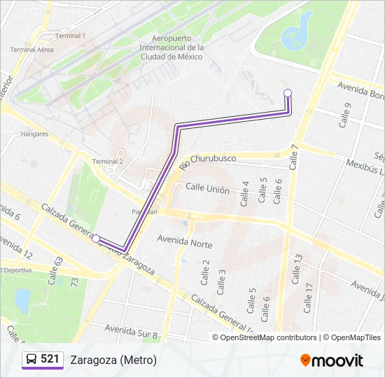 521 Bus Line Map