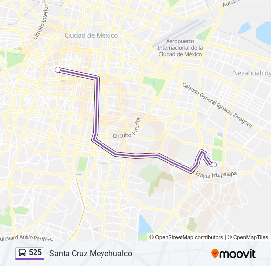 Mapa de 525 de autobús