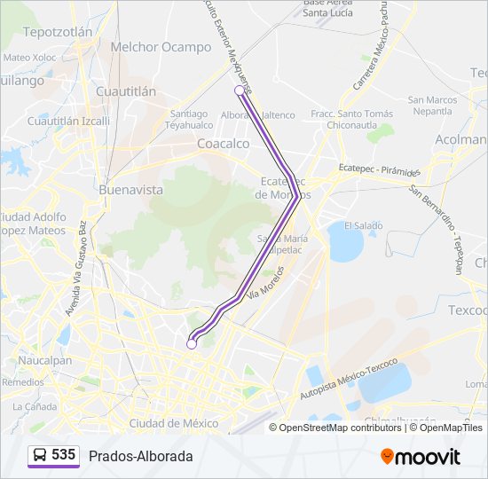 Mapa de 535 de autobús