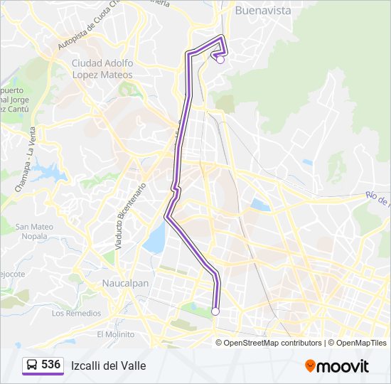 Mapa de 536 de autobús