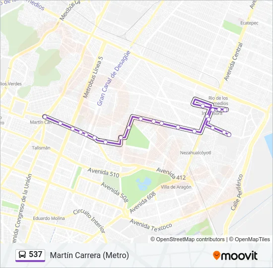 537 Bus Line Map