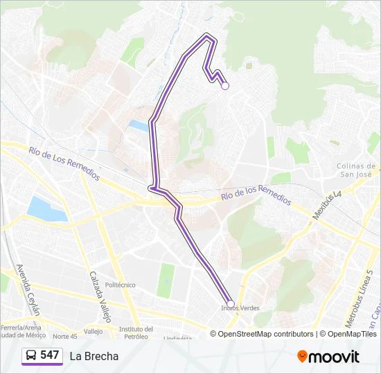 547 Bus Line Map