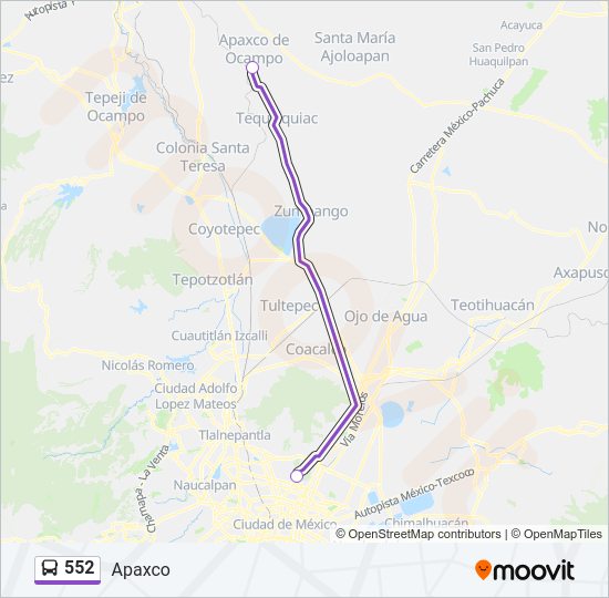 Mapa de 552 de autobús