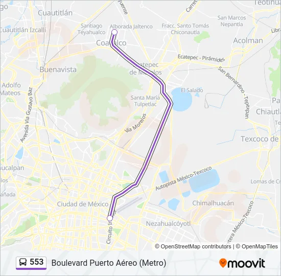 553 Bus Line Map