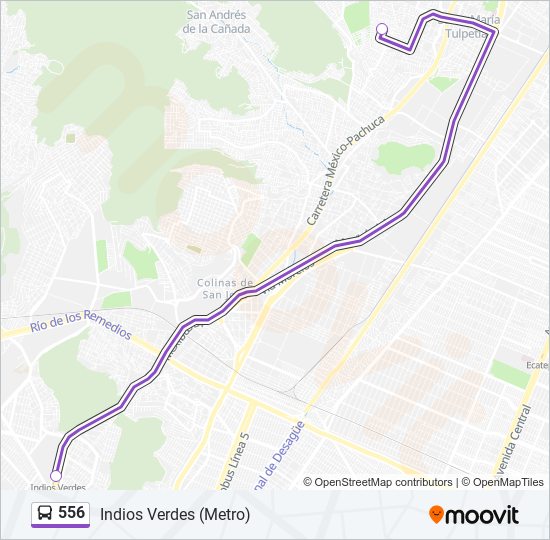 Mapa de 556 de autobús