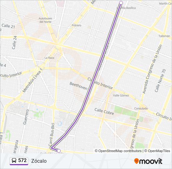 Mapa de 572 de autobús