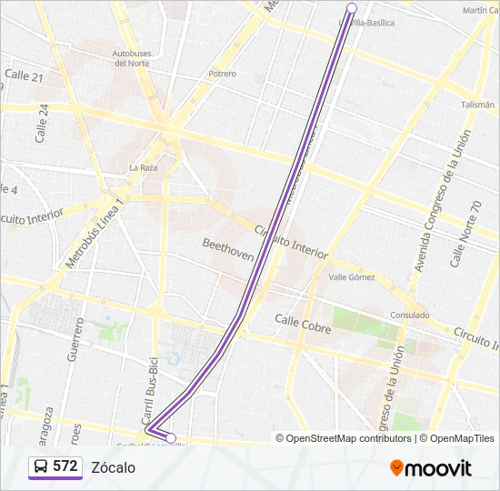 572 Bus Line Map