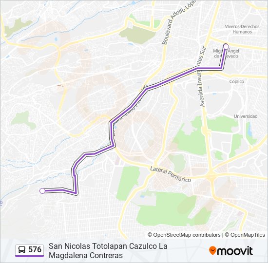 Mapa de 576 de autobús