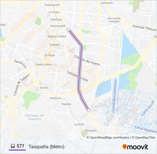 Mapa de 577 de autobús