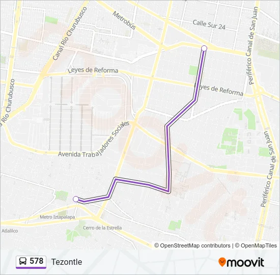 578 Bus Line Map