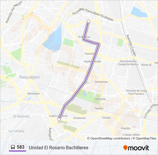 Mapa de 583 de autobús