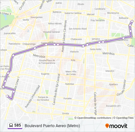 585 Bus Line Map