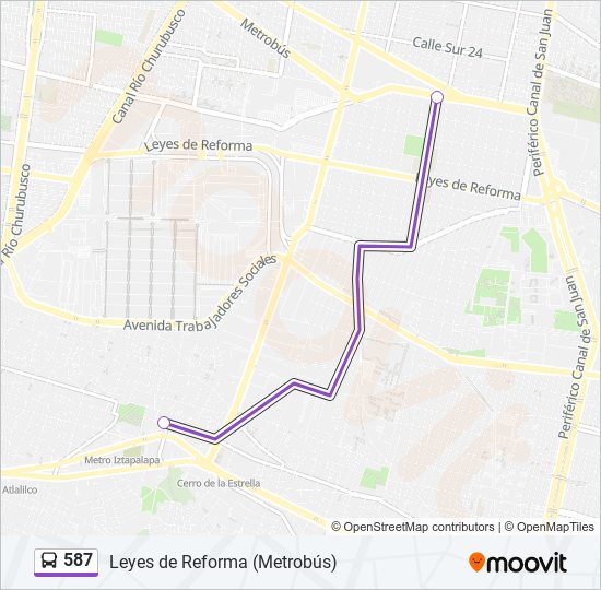 Mapa de 587 de autobús