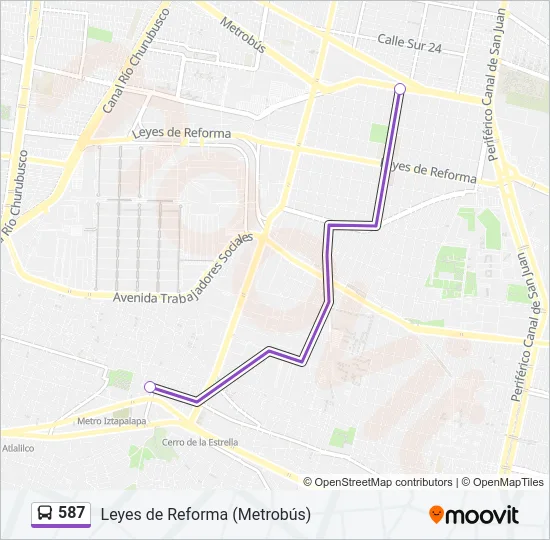 587 Bus Line Map