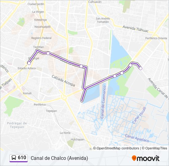 Mapa de 610 de autobús