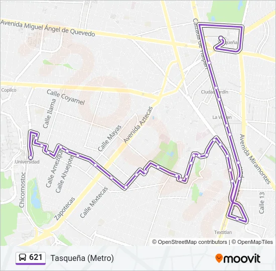 621 Bus Line Map