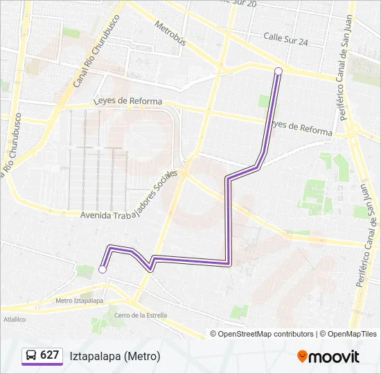 627 Bus Line Map