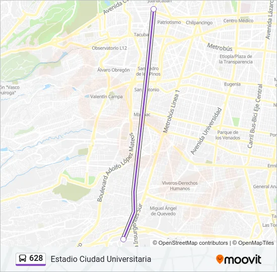628 Bus Line Map