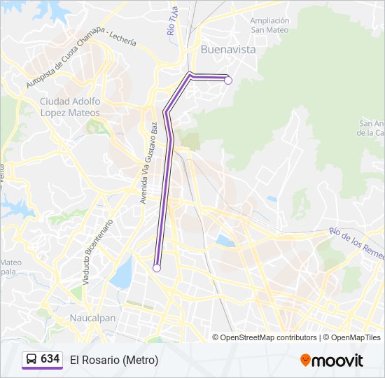 634 bus Line Map