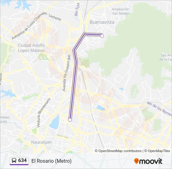 634 Bus Line Map