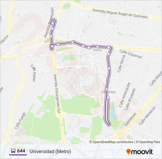 644 Bus Line Map