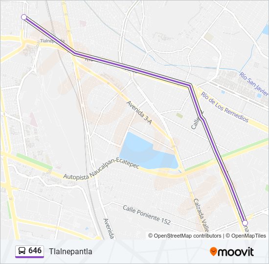 Mapa de 646 de autobús