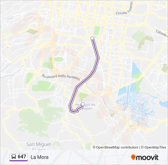 647 Bus Line Map