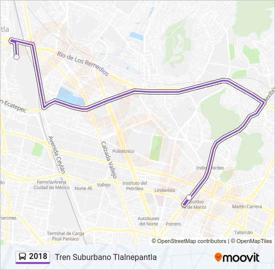 Mapa de 2018 de autobús