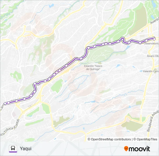 OBSERVATORIO - YAQUI Bus Line Map