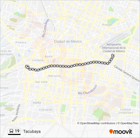 19 Route: Schedules, Stops & Maps - Tacubaya - Pantitlán Expreso (Updated)