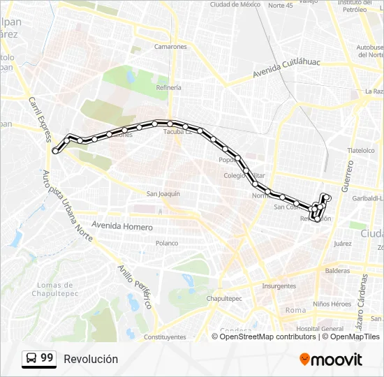 99 Route: Schedules, Stops & Maps - Toreo de Cuatro Caminos ...