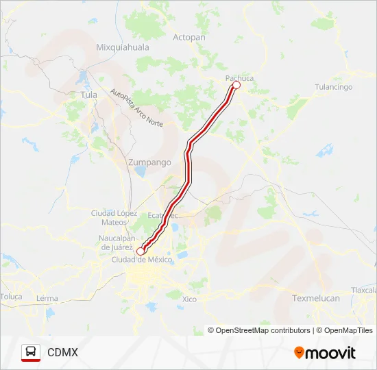 MÉXICO - PACHUCA Bus Line Map