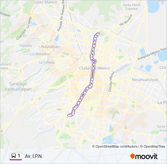 Mapa de 1 de autobús