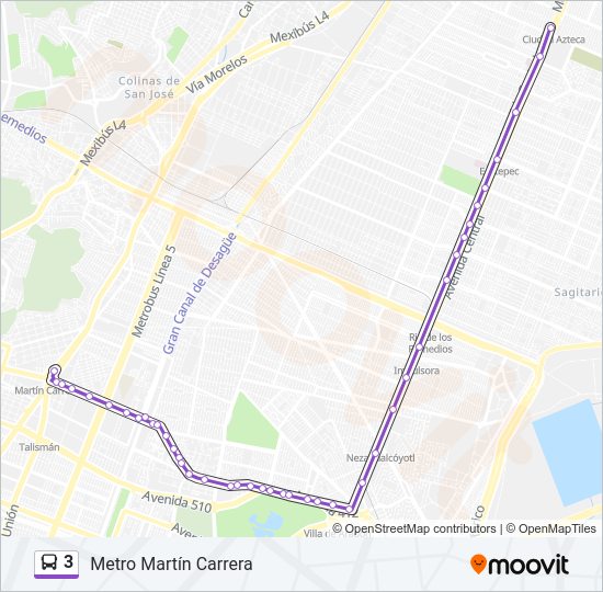 Mapa de 3 de autobús
