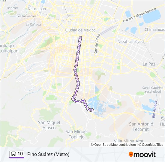 Ruta 10 Horarios Paradas Y Mapas Pino Suárez Metro Actualizado 