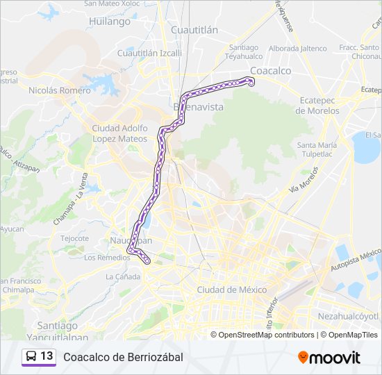 Mapa de 13 de autobús