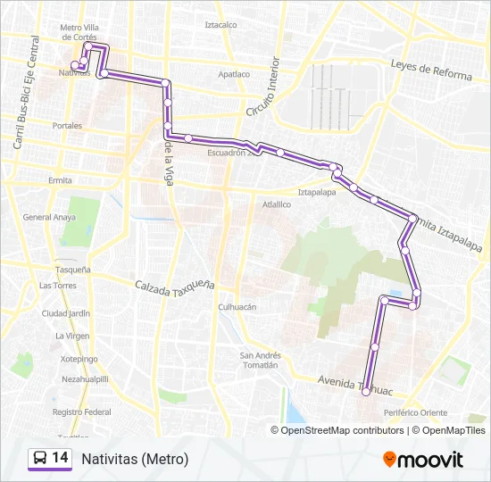 14 Bus Line Map