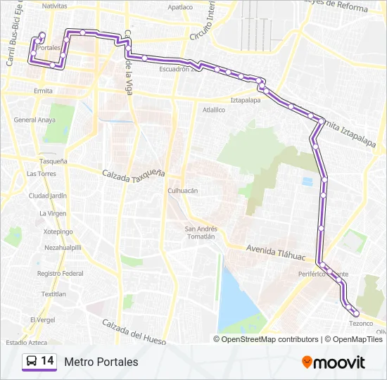 14 Bus Line Map